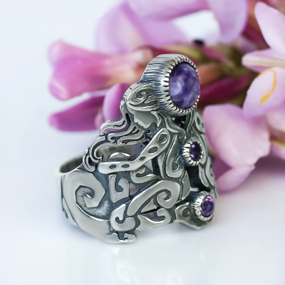 Серебряное кольцо Близнецы знак зодиака серебро 925 Оринго купить
