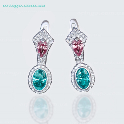 Серьги Ульяна Оринго серебро 925 ручная работа Swarovski Zirconia