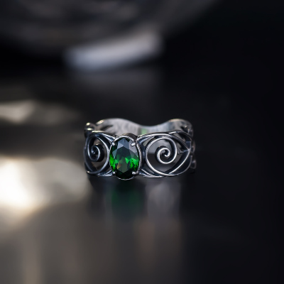 Каблучка, перстень из , Оксидування,  (Зелений), Зелений, , стиль - , артикул - К 789 о