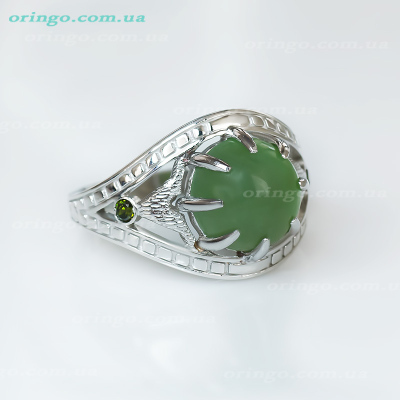 Каблучка, перстень из , Родування,  (Нефрит), Зелений, , стиль - , артикул - К 595 Ц_2 р