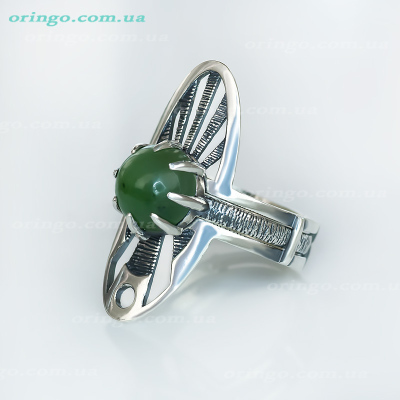 Каблучка, перстень из , Оксидування,  (Нефрит), Зелений, , стиль - , артикул - К 582_2 о
