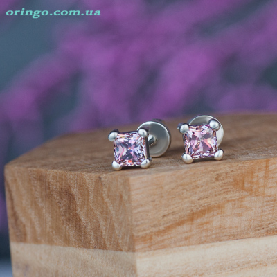 Сережки из , Оксидування,  (Swarovski Fancy Morganite), Рожевий, , стиль - Дитяче та грайливе, Мінімалізм, артикул - С 848 sfmr о